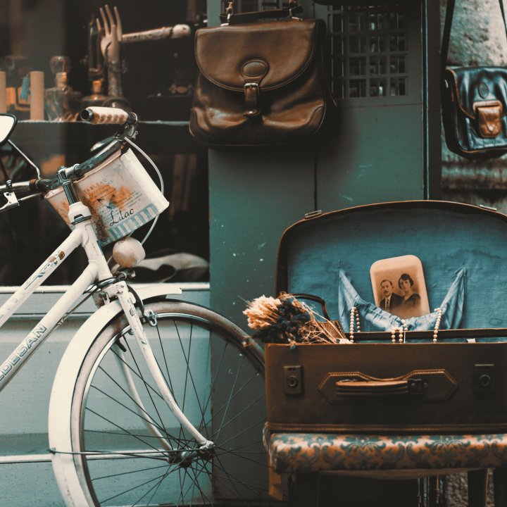 Thrift shop with bike 